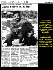 Midi Libre 26 02 1996 l'oeuvre d'une vie