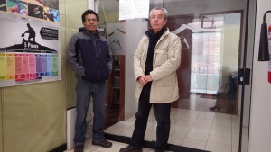 Puno - Lac Titicaca péruvien - 03 octobre 2014. Réunion au SERNANP avec le Directeur du Parc National Bahuaja Sonene (Amazonie) dans le cadre d'un projet d'expédition scientifique internationale prévu en 2016.